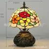 Nueva Lámpara de Mesa Tiffany Estilo Retro Americano Sala de Estar Estudio Lámparas Artesanales de Vidrio de Colores Pantalla de Lámpara Lámpara de Mesa Americana