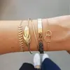 Pulsera Joyería Juego de Cinco Piezas Patrón de Hoja Estilo Nuevo Retro Europeo y Americano Transfronterizo Círculo Patrón Ancho Doble Hoja