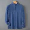 Suéter de Lã Pura Baicai Rong Outono/Inverno Novo para Homens, Gola Redonda, Meio Zíper, Business, Simples, Casual, Camisa Base de Malha