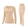 Conjunto de Roupa Íntima Térmica de Cor Sólida para Mulheres, Camada Base Emagrecedora, Roupas e Calças de Outono Modeladoras