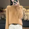 Suéter Feminino Moda Transfronteiriça Gola Alta Meia Gola Pulôver Top de Tricô Outono Novo Pulôver Vazado Camisa Base Tricotada Estilo Coreano