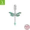 Plata Ziyun original retro verde libélula diy colgante accesorios amuleto suerte s925 plata esterlina insecto con cuentas