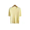 Camiseta feminina estilo coreano, pura e atraente, de tricô trançado, gola redonda, manga curta, para o início do outono 26, design de alta qualidade, top deslumbrante