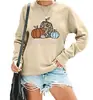 Moda casual de otoño e invierno 2023 top estampado de calabaza de Acción de Gracias cuello redondo jersey manga larga ancho cuello redondo