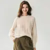 Colección Otoño 2026: Suéter de punto para mujer con cuello redondo, manga larga, de seda y cachemir, con patrón ondulado, suave y amigable con la piel