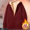 Cardigã com capuz de fleece pesado, jaqueta de inverno e outono transfronteiriça de lã de cordeiro para homens, moletom masculino quente, jaqueta de inverno para homens