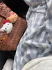 Pantalones Cortos de Cuadros Azules para Mujer Petite, Verano 2026 Nuevo Estilo Japonés de Cintura Alta Sueltos Adelgazantes Casuales Harem