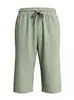 Pantalones cortos casuales de lino para hombre transfronterizos talla europea de Amazon verano nuevo color liso holgados rectos pantalones cortos deportivos