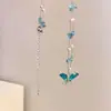 Collar Largo con Colgante de Mariposa Azul y Borla Moda Femenina Temperamento Pequeño Fresco Dulce Personalidad Cadena para Clavícula