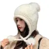Chapéu Ushanka Quente Outono e Inverno Afina o Rosto Novo Chapéu de Pelúcia Proteção para as Orelhas Chapéu de Lã Tricotado Estilo Fofo de Alta Qualidade