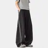 Calça Casual Listrada Fluida Estilo Old Money para Homens, Adequada para o Trabalho, Design Simples de Retalhos, Moda Retrô Tendência Versátil
