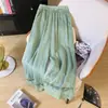 # 202 Pantalones anchos de algodón y lino estilo chino sueltos con bordado elaborado para mujer en rosa, morado y verde