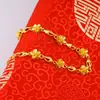 Pulseira Estilo Nacional Flor Rosa Dourado Areia Vietnamita para Mulheres, Cor Duradoura, Latão Imitação Pixiu, Joia Novo Estilo Chinês