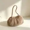 Nuevo bolso de hombro de peluche para mujer, bolso estilo coreano de otoño e invierno con pelo sintético de zorro, bolso versátil y simple con forma de nube para llevar debajo del brazo, bolso de mano