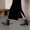 Estilo Básico Cotidiano Cómodos Versátiles De Mano Patchwork Piel de Cordero Elástica Piel Ajustados Botas Versátiles Adelgazantes Simples Botas Cortas