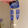 Pendientes de Aguja de Plata de Lujo Ligero con Tachuelas de Diamante Forma de Gota de Agua Borla de Trigo Retro Europeo y Americano Nicho Temperamento Único Pendientes de Moda