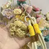 Cadena para Teléfono Oso Rosa de Oro Puro 999, Llavero Lindo, Colgante Sencillo para Bolso, Regalo de Cumpleaños de Dibujos Animados para Novia