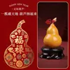 Artículo decorativo manual natural: calabaza que atrae la fortuna, "una hoja para riqueza repentina" adorno de escritorio estándar, colgante de calabaza con pátina, venta al por mayor