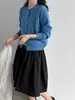 Suéter Cardigan Luxi de Tricô com Ponto Arroz para Mulheres, Novo Outono 2026 Gola Redonda Estilo Coreano Versátil para o Dia a Dia ss1064