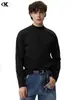 Camiseta de Manga Larga de Color Sólido Estilo Retro Americano 11Kn para Hombres y Mujeres, Algodón Puro, Estilo Básico, Cuello Redondo Moderno, Top Casual Holgado