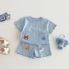 Novedades de Verano Conjunto Niños Niñas Lindo Guapo Estampado de Zoológico Dibujos Animados Bebé Shorts Manga Corta Conjunto de Dos Piezas