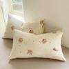 Juego de Ropa de Cama Fresco de Cuatro Piezas Estilo Ins para Primavera y Verano, Funda de Edredón de Algodón Puro Lavado, Juego de Sábanas Ajustables de Tres-Cuatro Piezas para Estudiantes