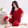 Pijama de Algodón Puro para Mujer, Nuevo Estilo Verano 2026, Sensación de Alta Gama, Manga Corta, Pantalón de Tres Cuartos, Conjunto Refrescante para Estar en Casa