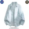 Camisa de manga longa com colarinho de alta qualidade e design moderno da marca NASA para homens, jaqueta casual de moda outono plus size