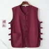 Chaleco informal de lino de verano, sudadera de algodón y lino con hebilla retro para hombre, chaqueta Magma de estilo chino, sin mangas, camisa con título antiguo