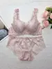 Conjunto de sutiã de renda roxa plus size com aro, conjunto de lingerie push-up de V profundo, fornecimento de comércio exterior transfronteiriço