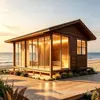 Design de cabana externa para comércio exterior, paisagismo de pátio externo, villa de aço leve, à prova de umidade, voltada para exportação, casa modular integrada