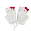 Luvas Fofas de Gato Meio Dedo Flip de Pelúcia para Mulheres no Outono e Inverno Quentes Forradas com Lã Acolchoadas Estudante Ciclismo Luvas à Prova de Frio