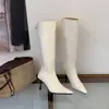 Botas Altas de Punta 2026 Otoño/Invierno Nuevas Botas Altas de Tacón Alto con Cremallera Trasera Simples para Mujer Botas de Caballero Versátiles Vintage