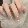Popular en Xiaohongshu: Uñas Cortas Ojo de Gato Portátiles, Manicura Dulce y Linda de Gato y Moño Pintada a Mano, Desmontable