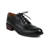 Sapatos femininos estilo britânico, sapatos de couro preto, sapatos de primavera e outono de sola única, saltos baixos grossos, sapatos brogue retrô com cadarço, sapatos femininos florais
