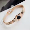 Pulseira de Aço Titânio com Diamantes Redondos Design de Nicho de Alta Qualidade Joias Estilo Frio Simples Estilo Coreano Personalidade