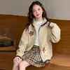 Chaqueta Cardigan Bordado Pesado Estilo Coreano para Niñas Estilo Punto Retro Decoración de Flores Conjunto de Tejido Otoño Invierno