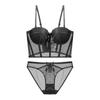 Sutiã Push-Up Francês Pequeno para Seios Pequenos Estilo Colete com Barbatanas Modelador de Corpo com Aro de Aço Macio Ajustável Conjunto de Lingerie Sexy