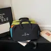 Bolsa de Mão Cor Contrastante Amarelo Limão Sal Marinho para Estudantes Universitárias e Profissionais de Escritório, Adequada para Viagens Curtas e Deslocamento, Bolsa Transversal