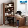 Mesa de canto com estante, Mesa de computador em L para casa, Mesa de estudo para estudantes, Combinação de estante para quarto