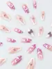 Parche para Uñas Portátil Uñas Postizas Enredaderas Parche para Uñas Morado Nubes Blancas Uña Postiza Terminada