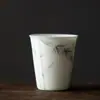 Taza de té de porcelana blanca pintada a mano con tinta de bambú taza de té de cerámica taza de té para el hogar individual juego de té kung fu Taza de Maestro Taza de té