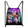 Sacola de Compras Personalizada de Moda Minecraft com Bolso de Cordão Criativo Portátil para Crianças ao Ar Livre Estudante Sacola com Cordão Atacado