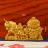Adornos de Toro Zodiacal Fu Niu Yuan Bao Artesanía de Ganado Puesto de Artesanía de Ganado Adornos Creativos de Escritorio Toro de Metal Tirando de Yuan Bao