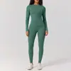 Conjunto de Roupa de Yoga Duas Peças Secagem Rápida Escovado Transfronteiriço, Conjunto de Roupa de Yoga Cor Sólida Gola Redonda Sensação de Pele Nu, Conjunto de Roupa para Esportes e Fitness