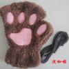 Guantes de invierno con garra de gato, bonitos guantes de invierno con dibujos de gatos y niñas, guantes abiertos con forro polar y palma de oso gruesa, guantes de medio dedo.