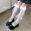 Calcetines Largos de Verano Finos Lolita con Lazos para Niñas con Borde de Encaje, Calcetines Rectos de Pantorrilla de Princesa