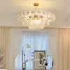 [Transfronterizo] Lámpara de techo con forma de concha para sala de estar, lámpara de dormitorio francesa de estilo antiguo de alta gama, cristal de lujo ligero y madera de nogal