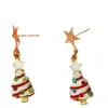 Coleção de brincos de Natal S925 de prata europeus e americanos novos brincos assimétricos doce fofo feminino presente de feriado
