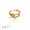 Anillo Minimalista de Acero de Titanio Transfronterizo Estilo Irregular Hueco Chapado Color Oro 18K Conservación del Color Anillo Abierto Accesorio para Mujeres Jz083